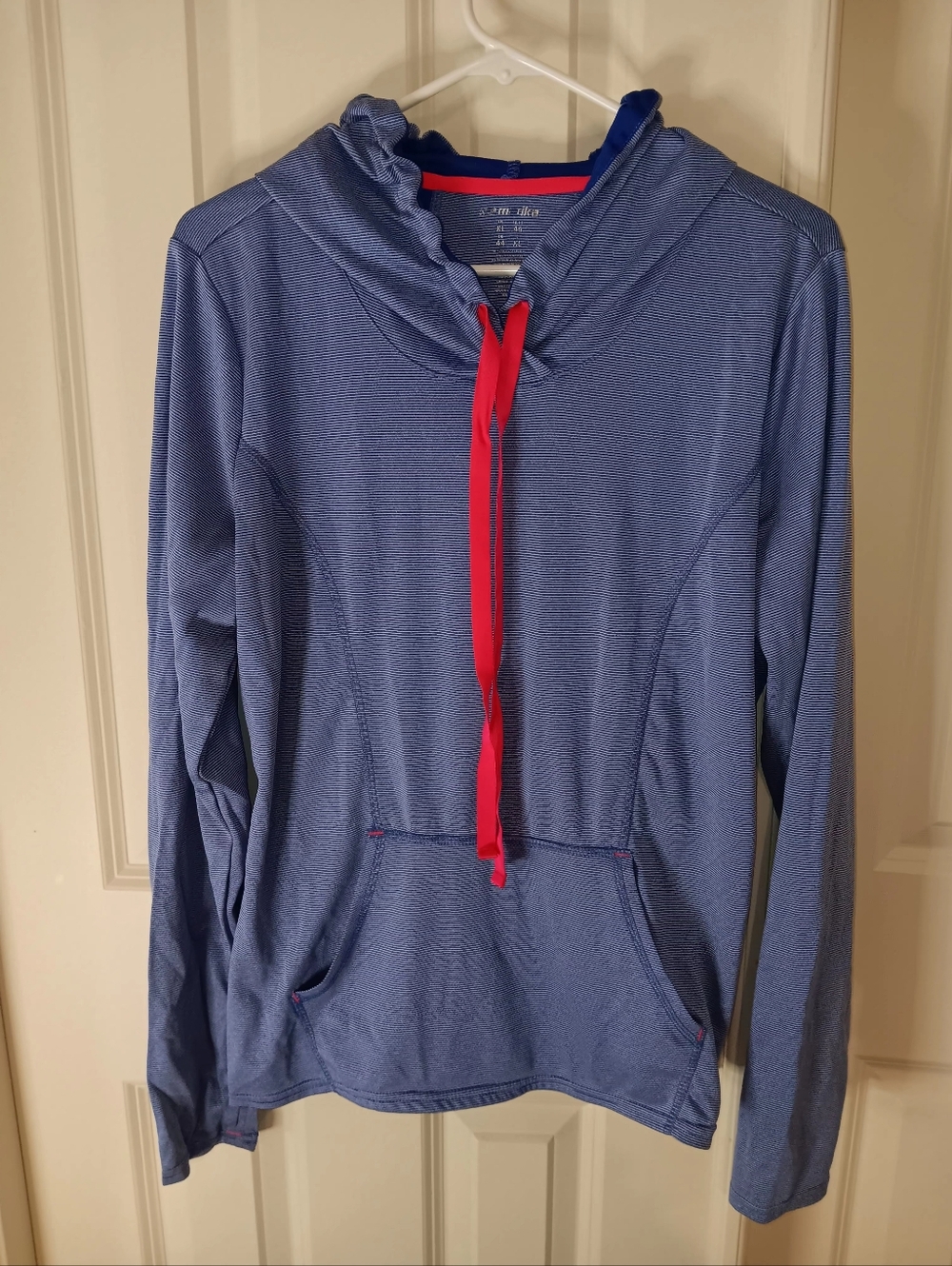 Marika Blue Hoodie with Pink Trim